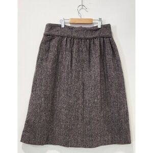 Vintage 70s Pura Lana Vergen Women Brown Skirt Tweed Midi 100% Pure New Wool